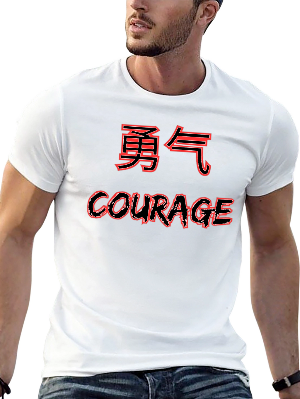 Courage Kanji Graphic T-Shirt - Black