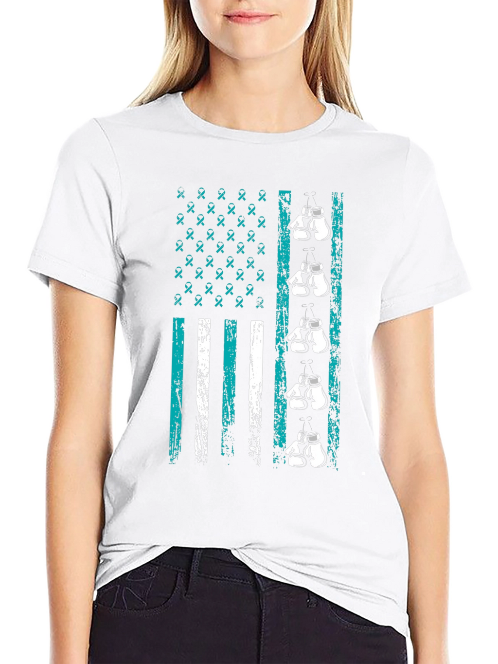 Teal Ribbon Boxing Gloves T-Shirt