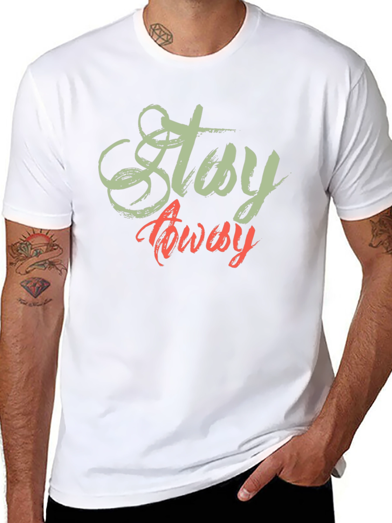 Stay Away Graphic Print Black T-Shirt