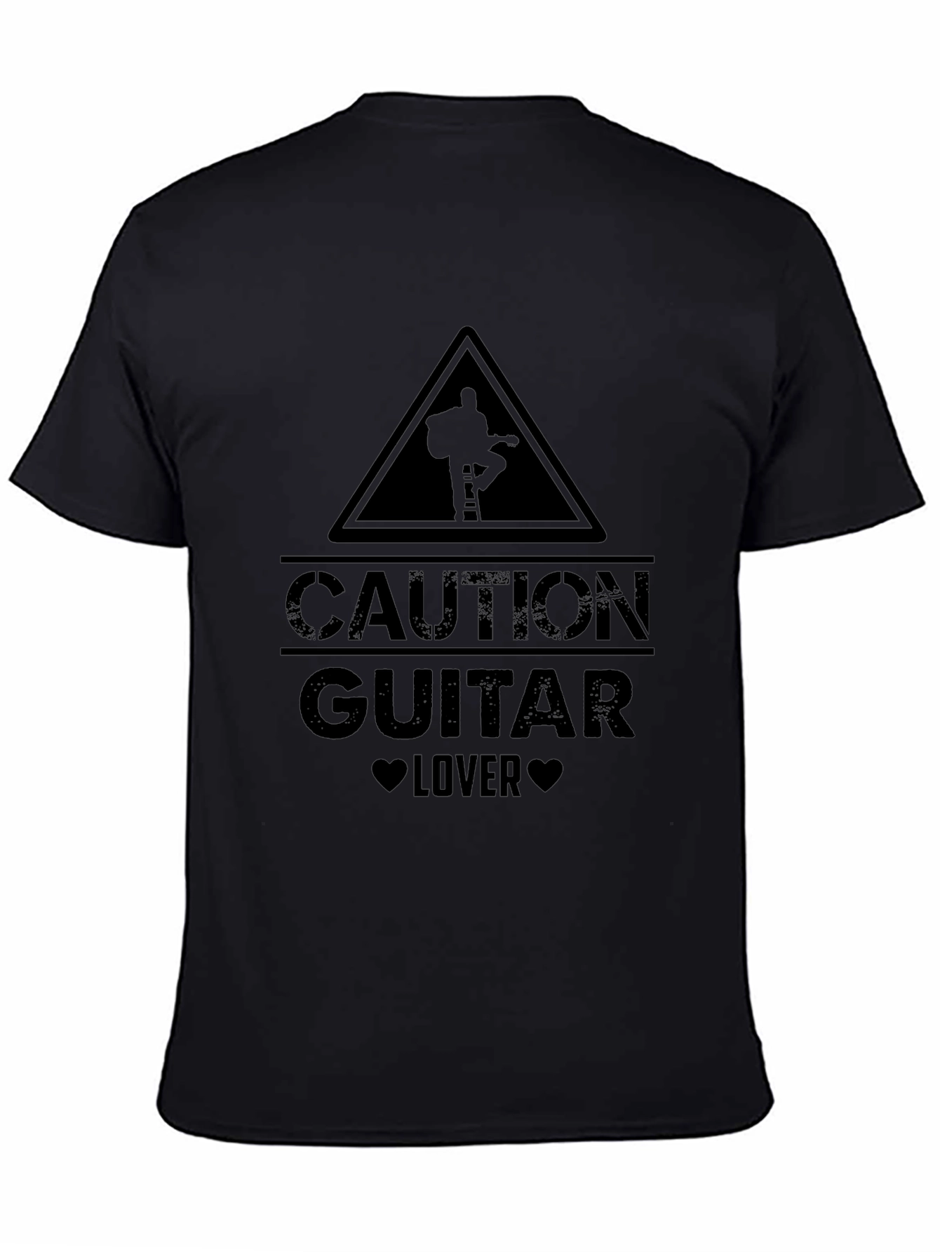 Caution Guitar Lover Black Graphic T-Shirt