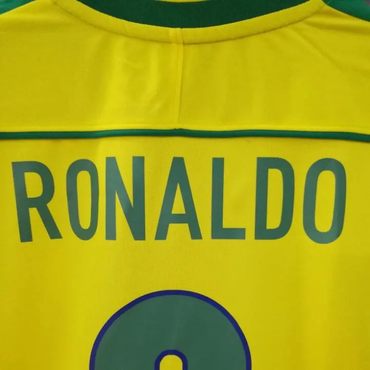1998 Brazil Home Yellow Retro Soccer Jersey(No small fonts on the chest) Detail 1