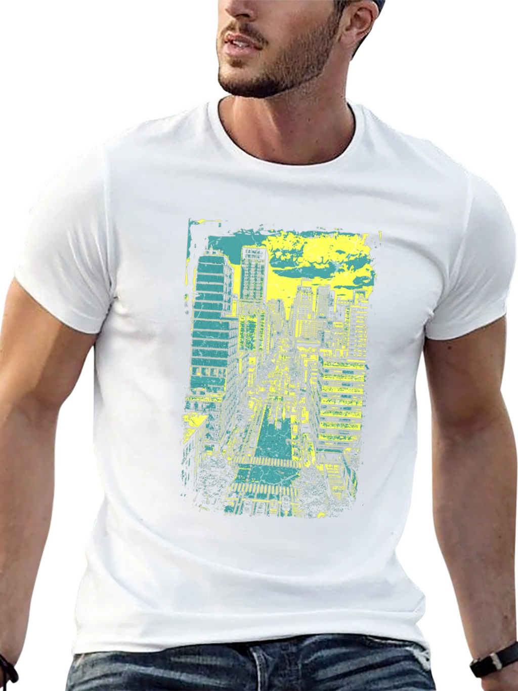 Urban Skyline Graphic Tee - Black
