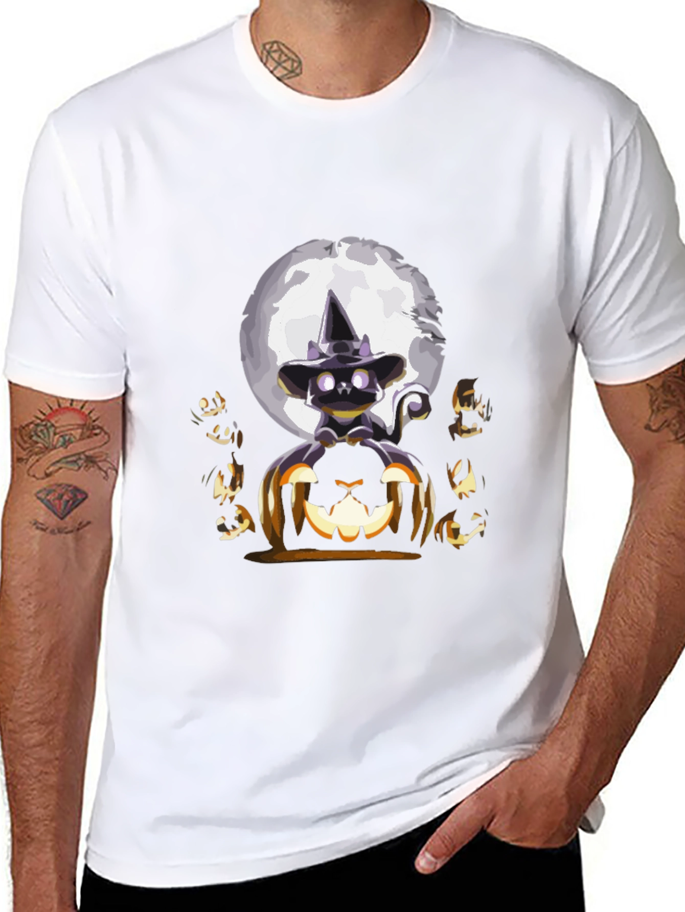 Halloween Cat & Pumpkin T-Shirt