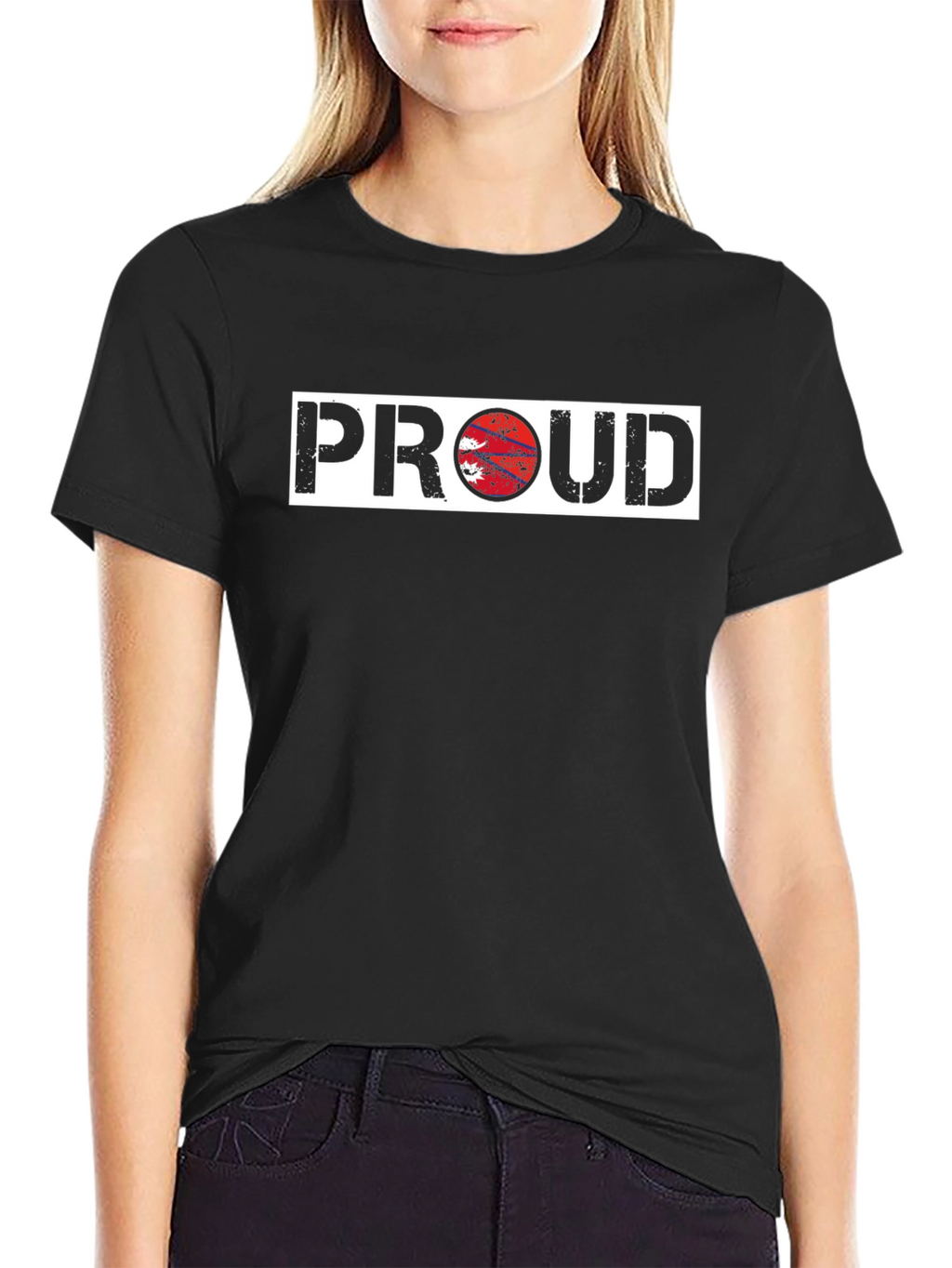 Proud Nepal Flag Graphic Black T-Shirt