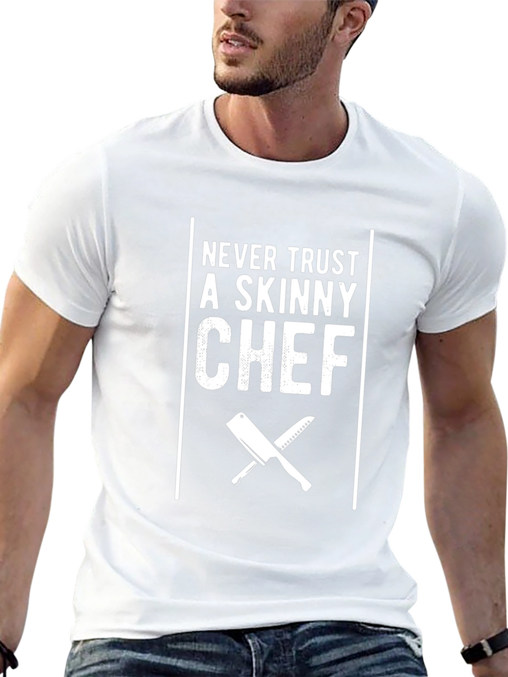 Never Trust a Skinny Chef Black T-Shirt