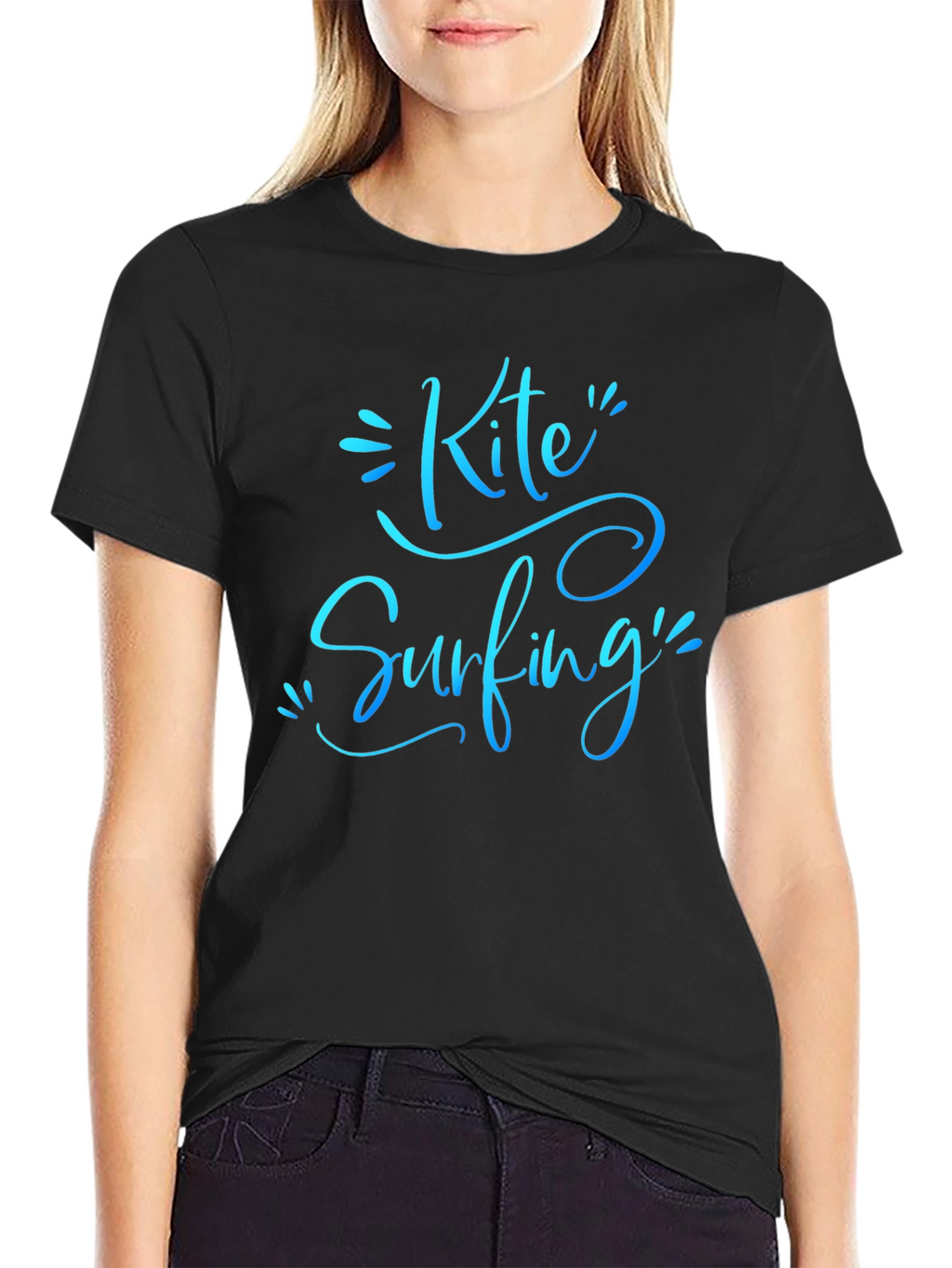 Kite Surfing Black Graphic Tee Shirt for Men