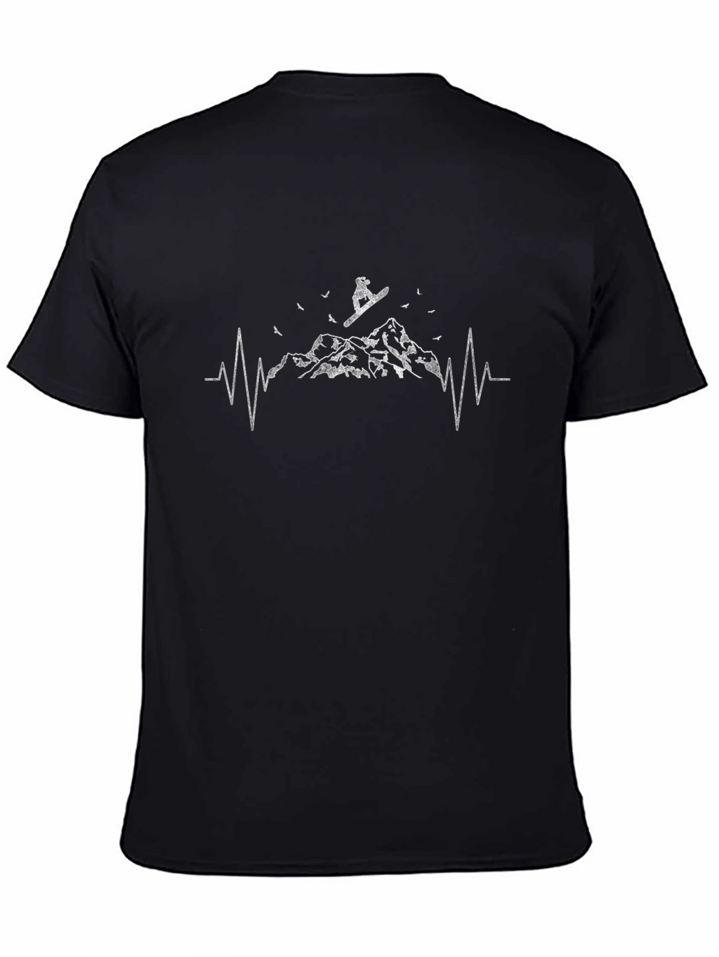 Snowboard Heartbeat Graphic Tee - Black Cotton Comfort