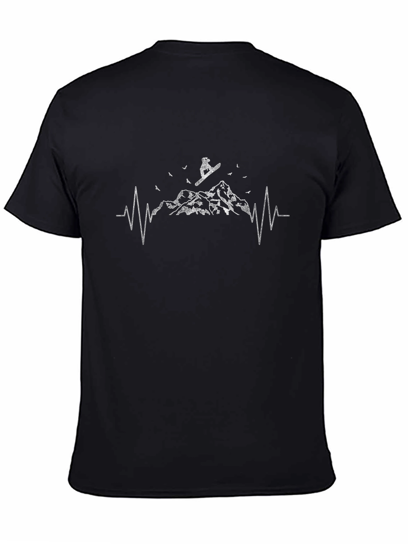 Snowboard Heartbeat Graphic Tee - Black Cotton Comfort