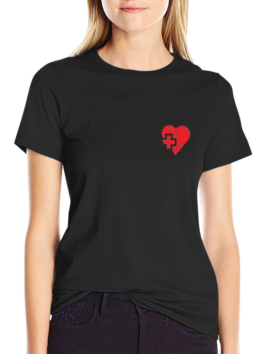 Heart with Cross Black T-Shirt