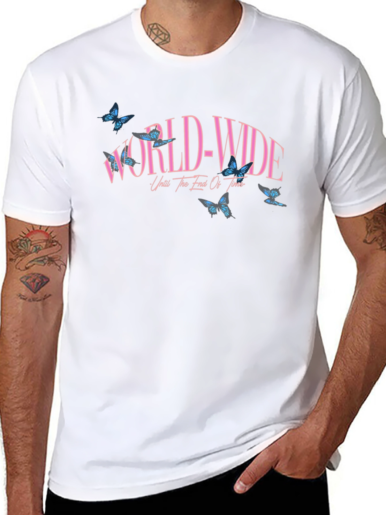 Worldwide Butterfly Graphic Black T-Shirt