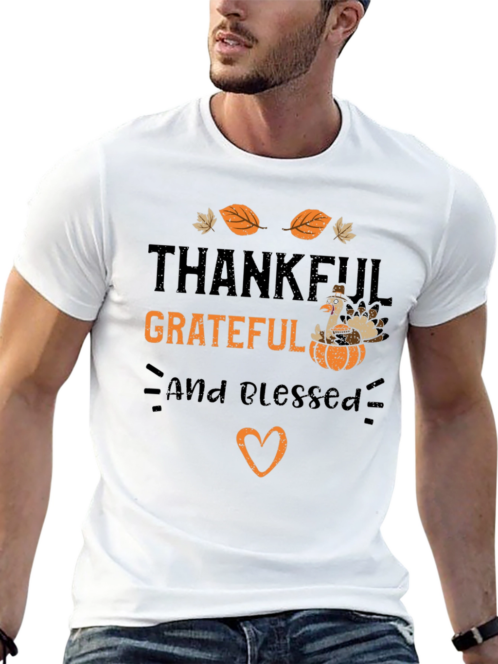 Thankful Grateful & Blessed Turkey T-Shirt