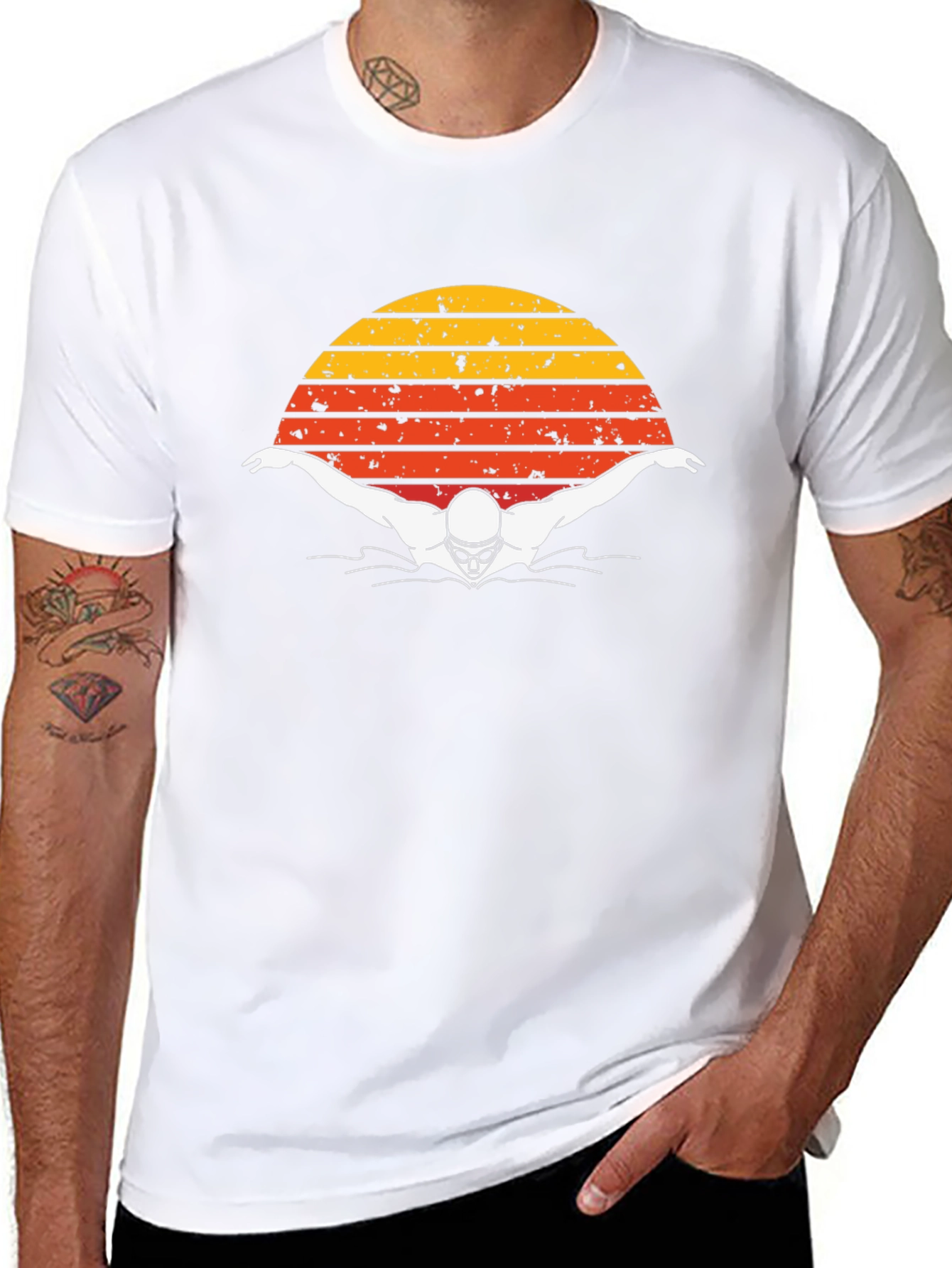 Retro Swimmer T-Shirt - Vintage Sunset Style