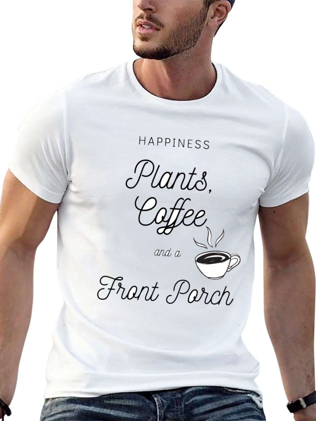 Happiness Plants Coffee Front Porch Black T-Shirt