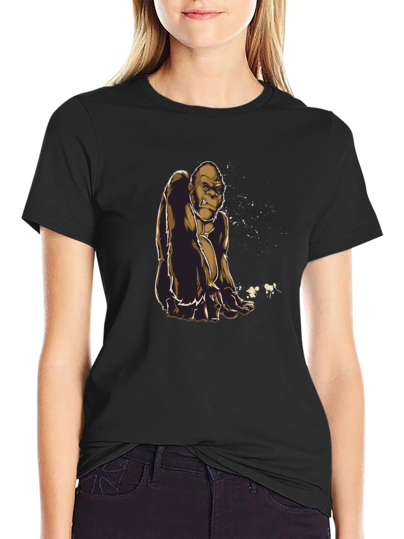 Gorilla Graphic Tee - Premium Black Cotton Shirt