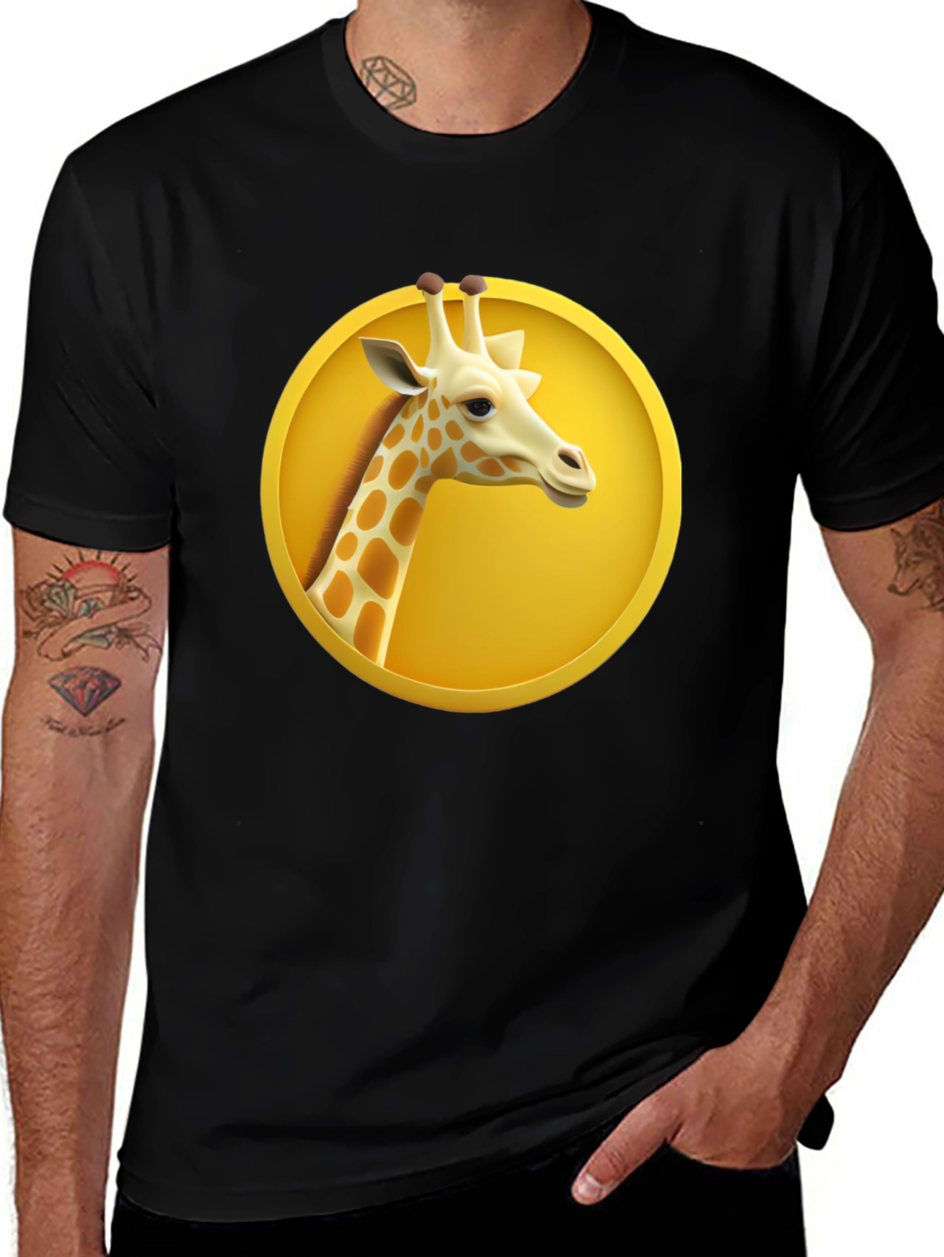Giraffe in Circle Graphic T-Shirt