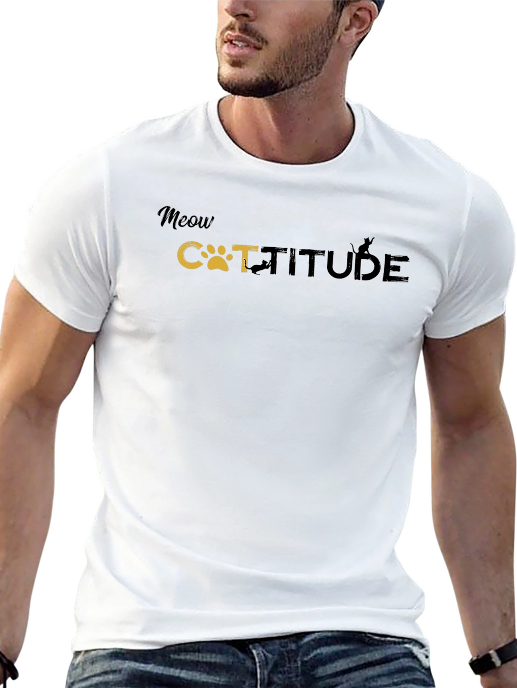 Meow Catitude Graphic Tee - Black