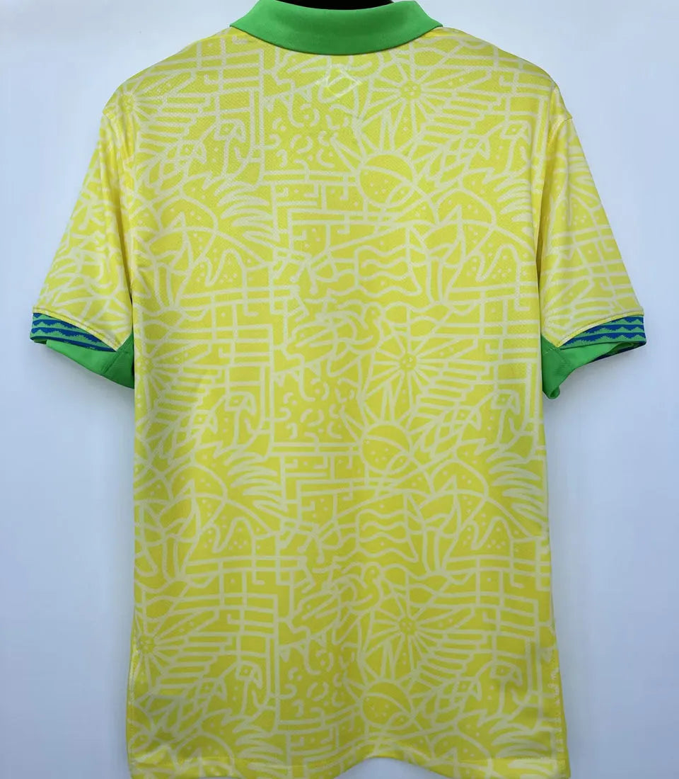 RODRYGO #10 Brazil 1:1 Quality Home Yellow Fans Jersey 2024/25 ★★ Detail 2