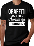 Graffiti Bacon Hobbies Black T-Shirt