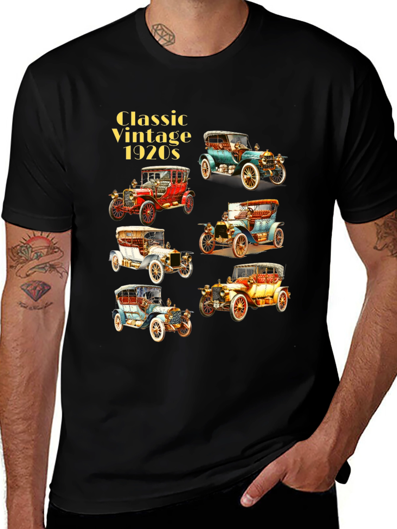 Vintage 1920s Cars Black T-Shirt