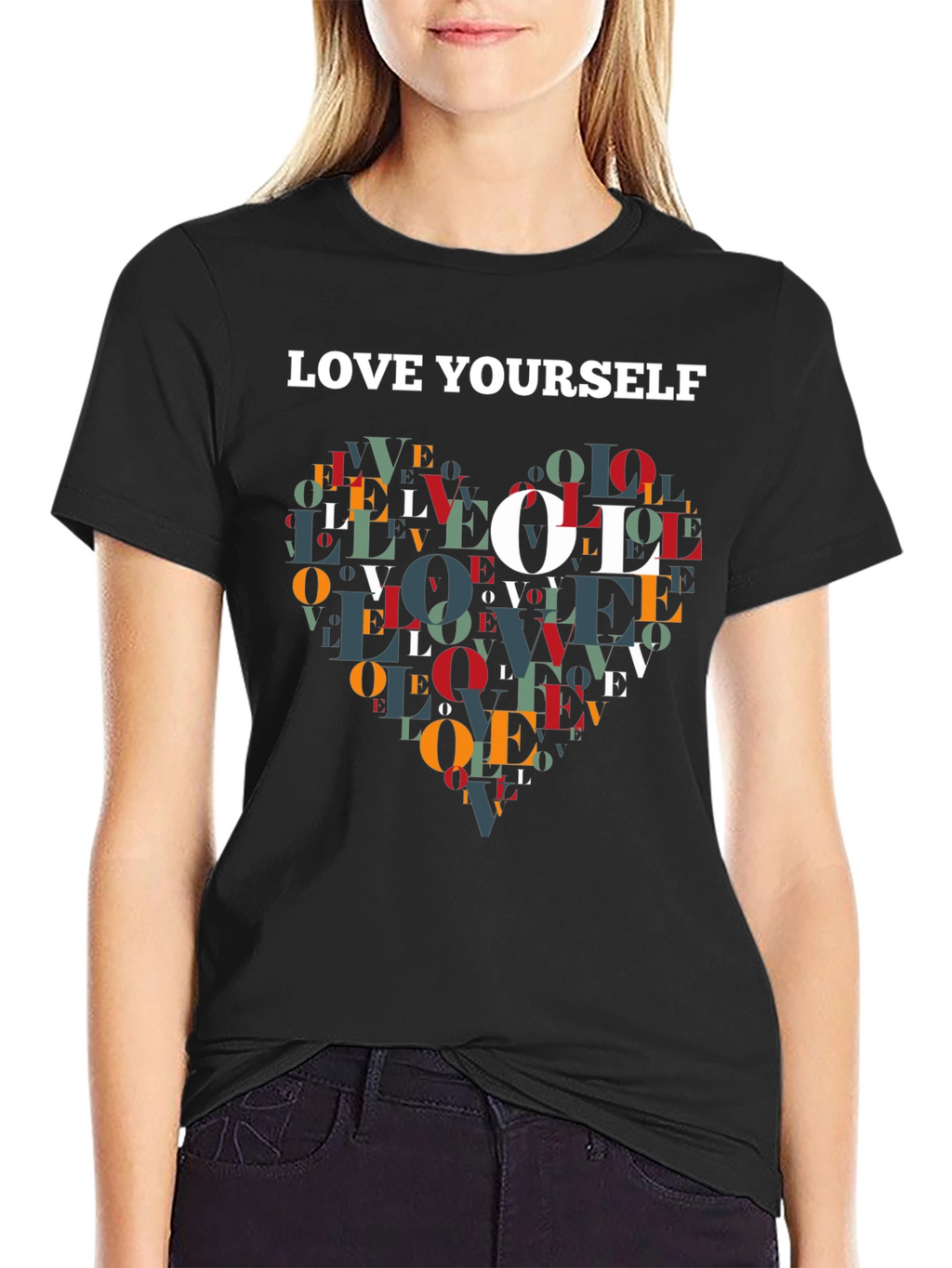 Love Yourself Graphic Print Black T-Shirt