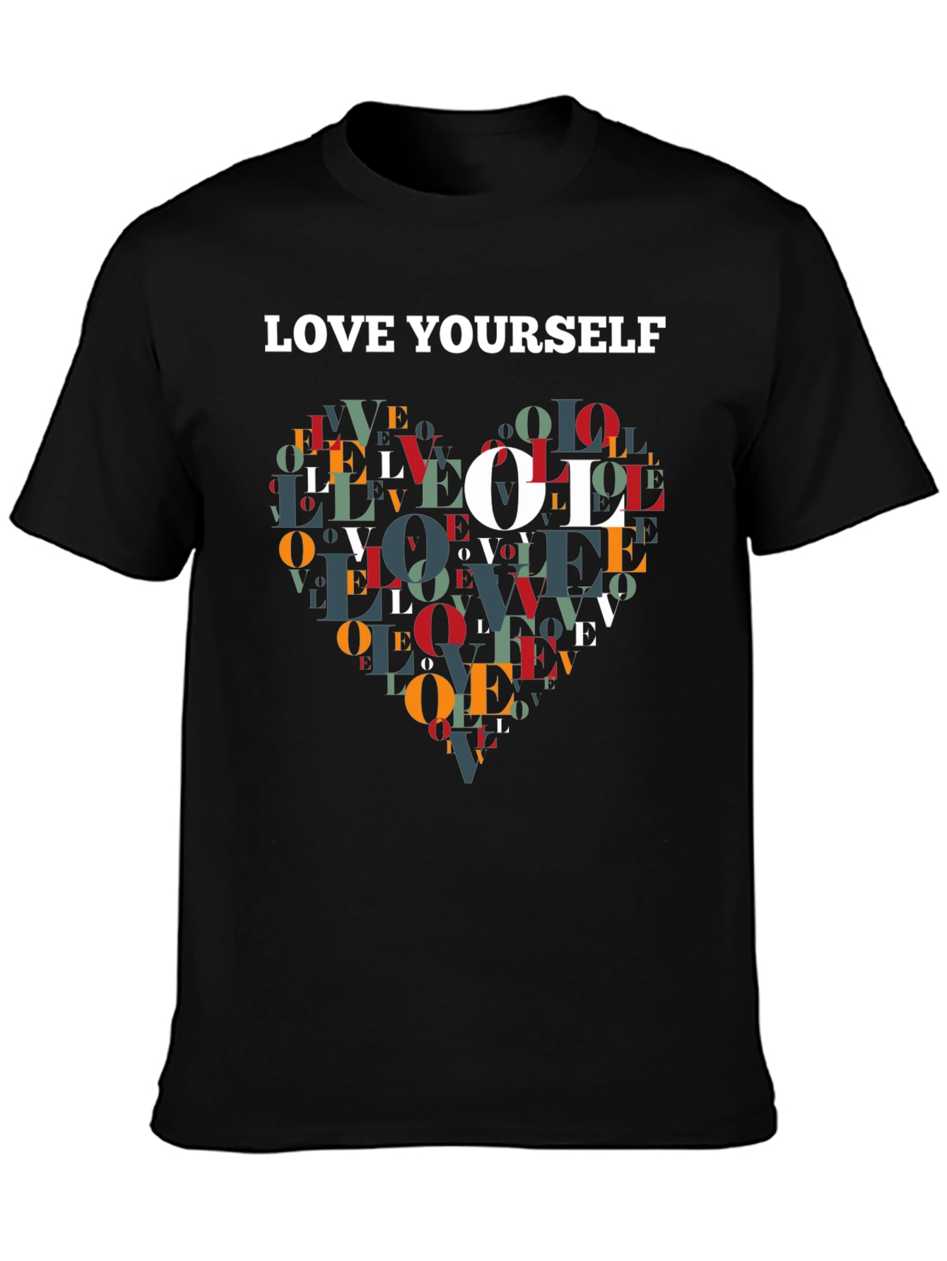 Love Yourself Graphic Print Black T-Shirt