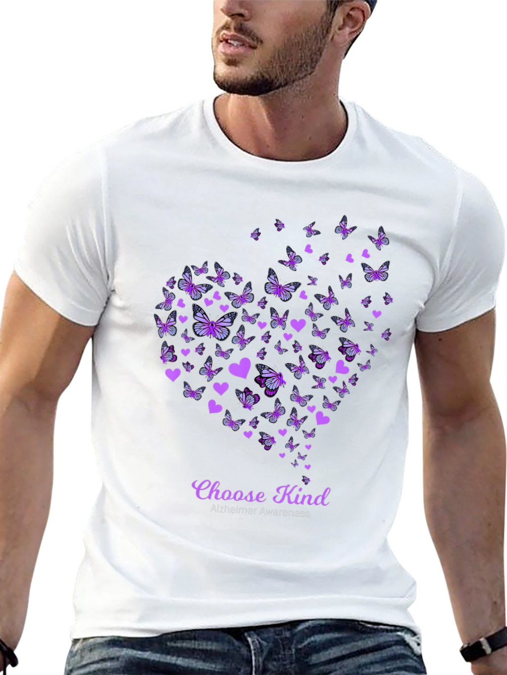 Choose Kind Alzheimers Awareness Butterfly Heart T-Shirt