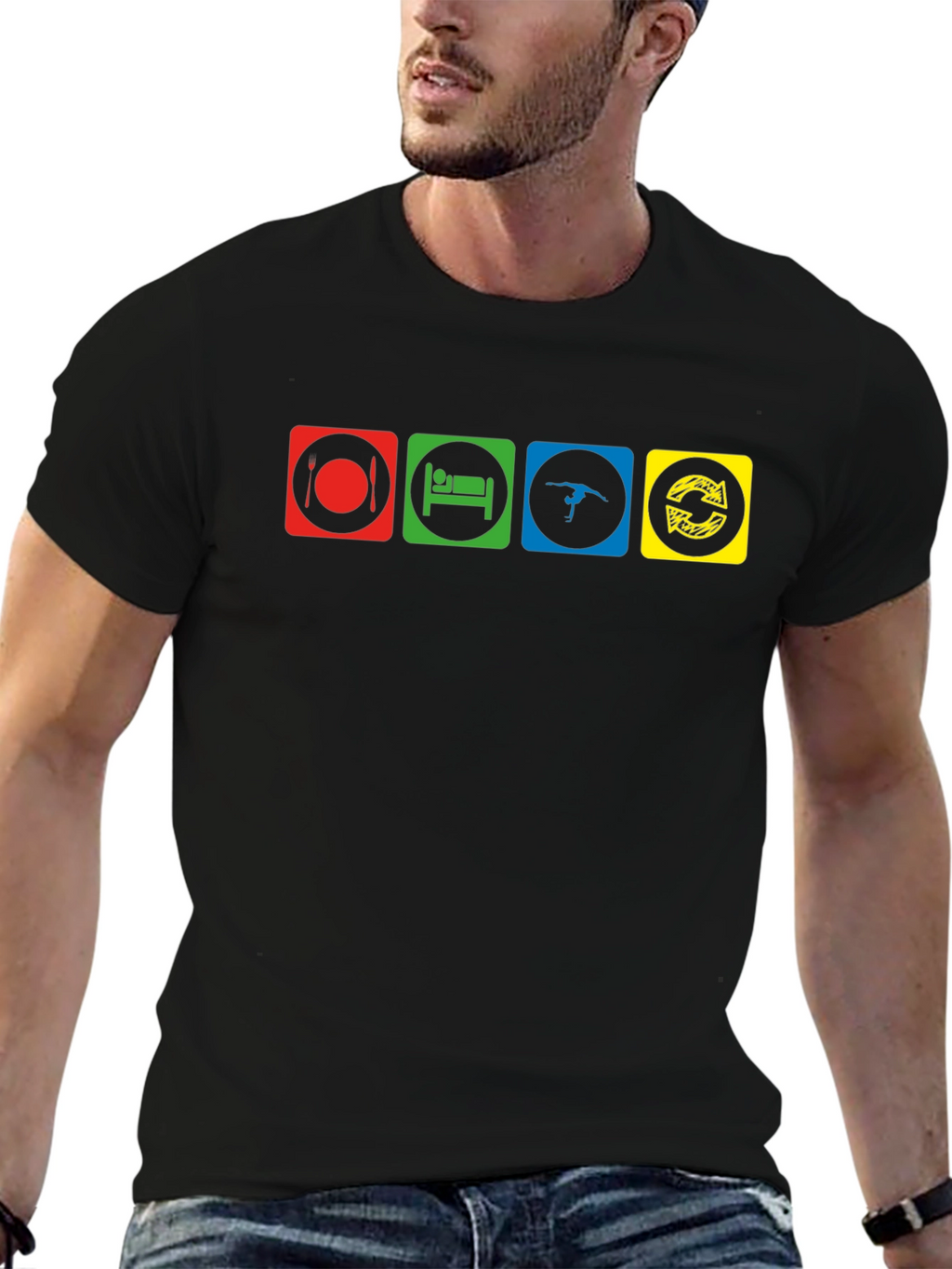 Eat Sleep Gymnastics Repeat Black T-Shirt