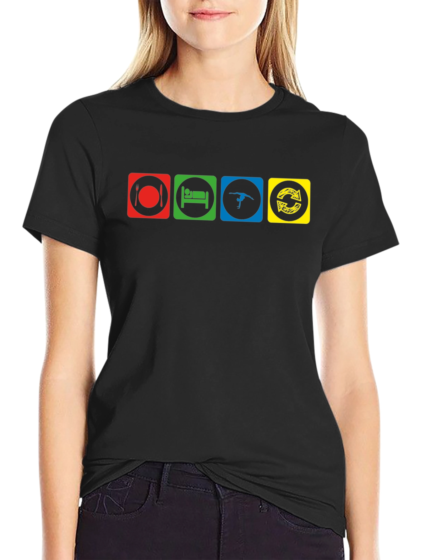 Eat Sleep Gymnastics Repeat Black T-Shirt