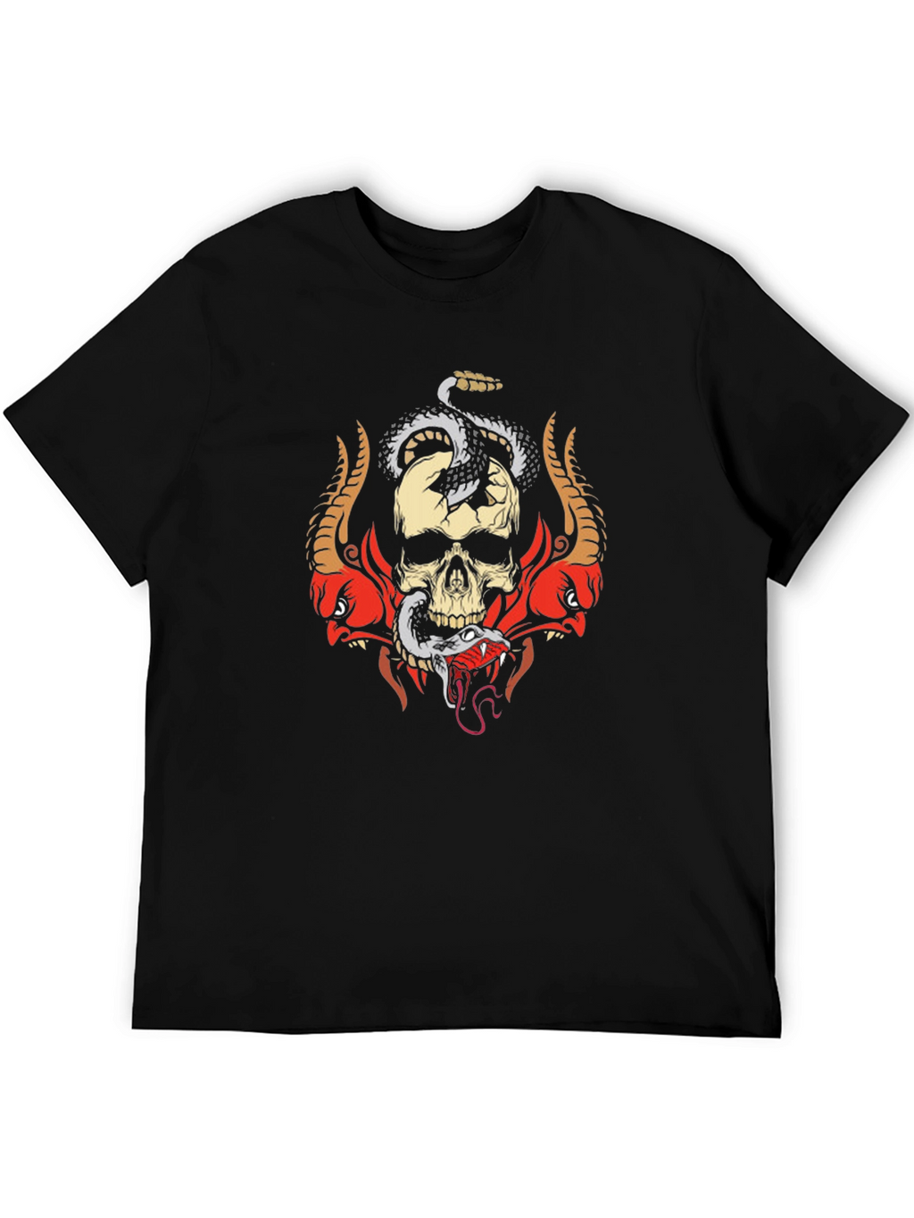 Skull & Snake Graphic Tee - Edgy Style