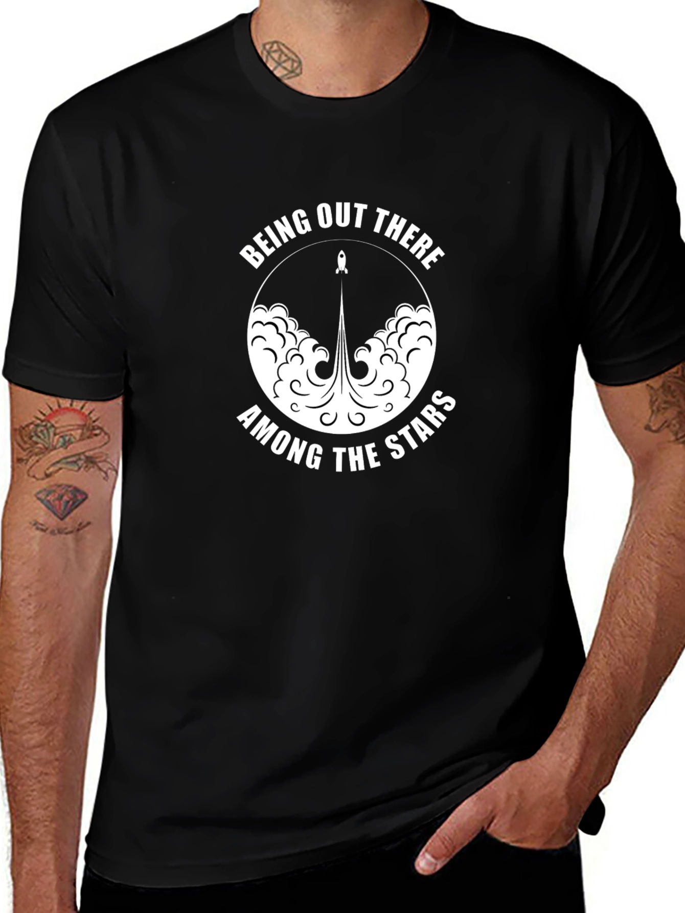 Being Out There Among The Stars Black Tee