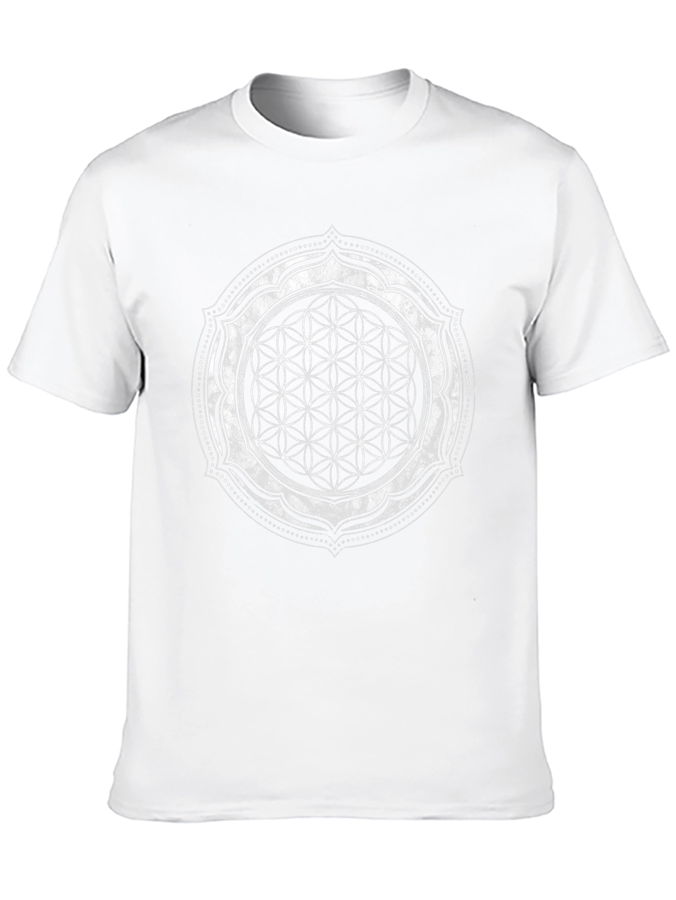 Mens Black T-Shirt with Flower of Life Design