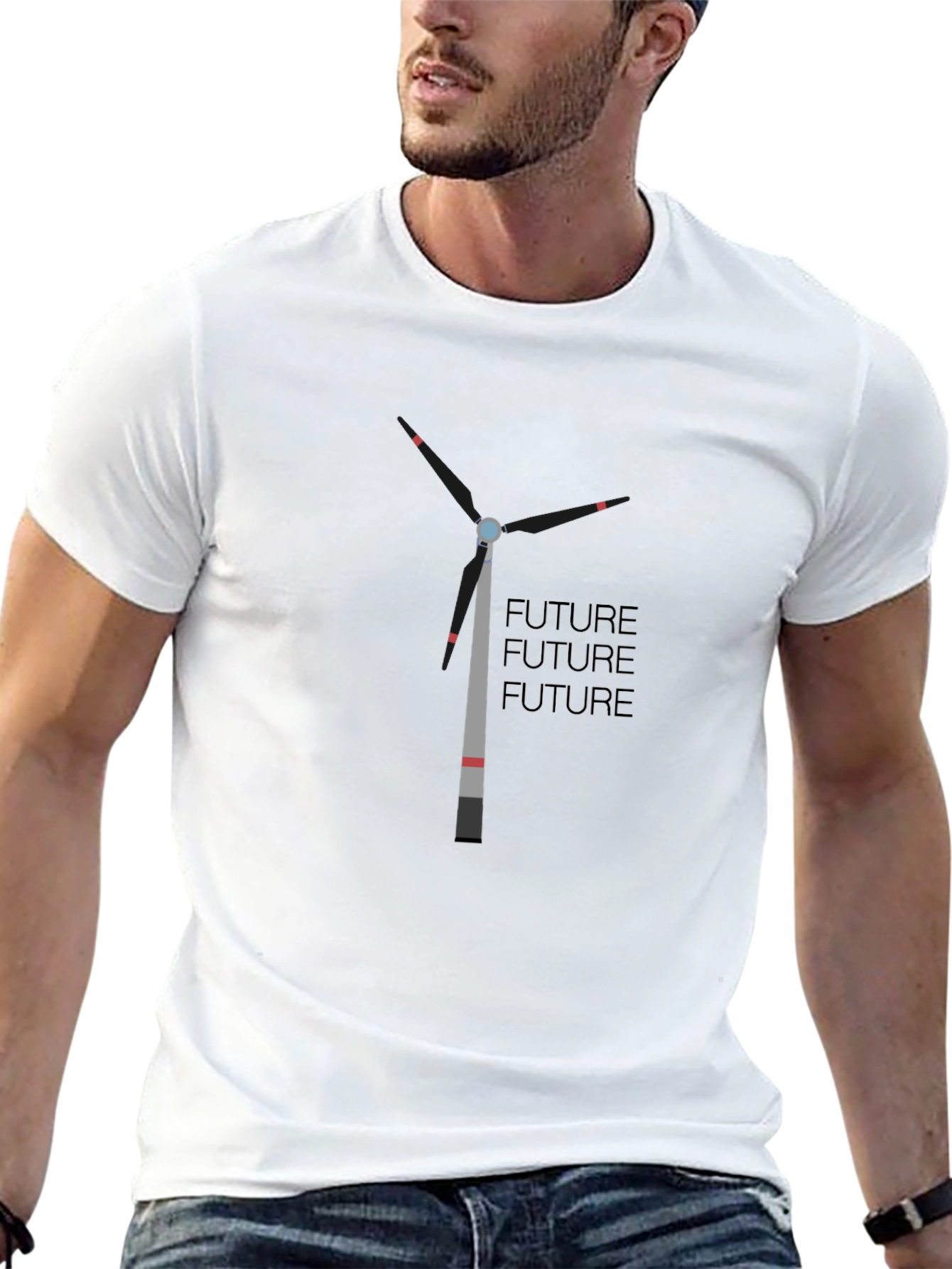 Future Wind Turbine Graphic Tee - Black