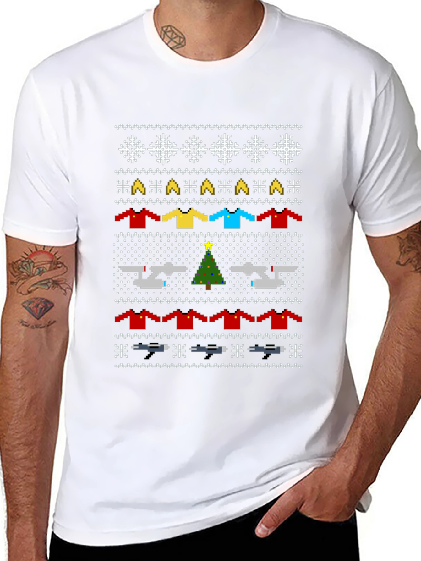 Star Trek Christmas Sweater Pattern T-Shirt
