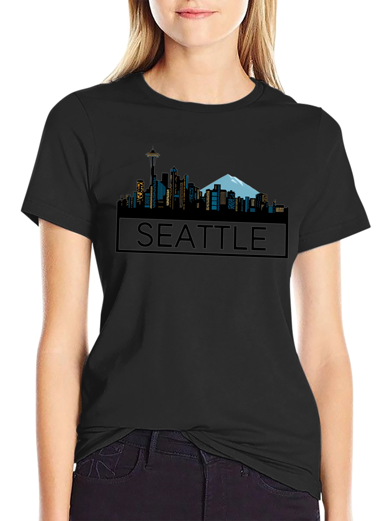 Seattle Skyline Graphic Tee - Black
