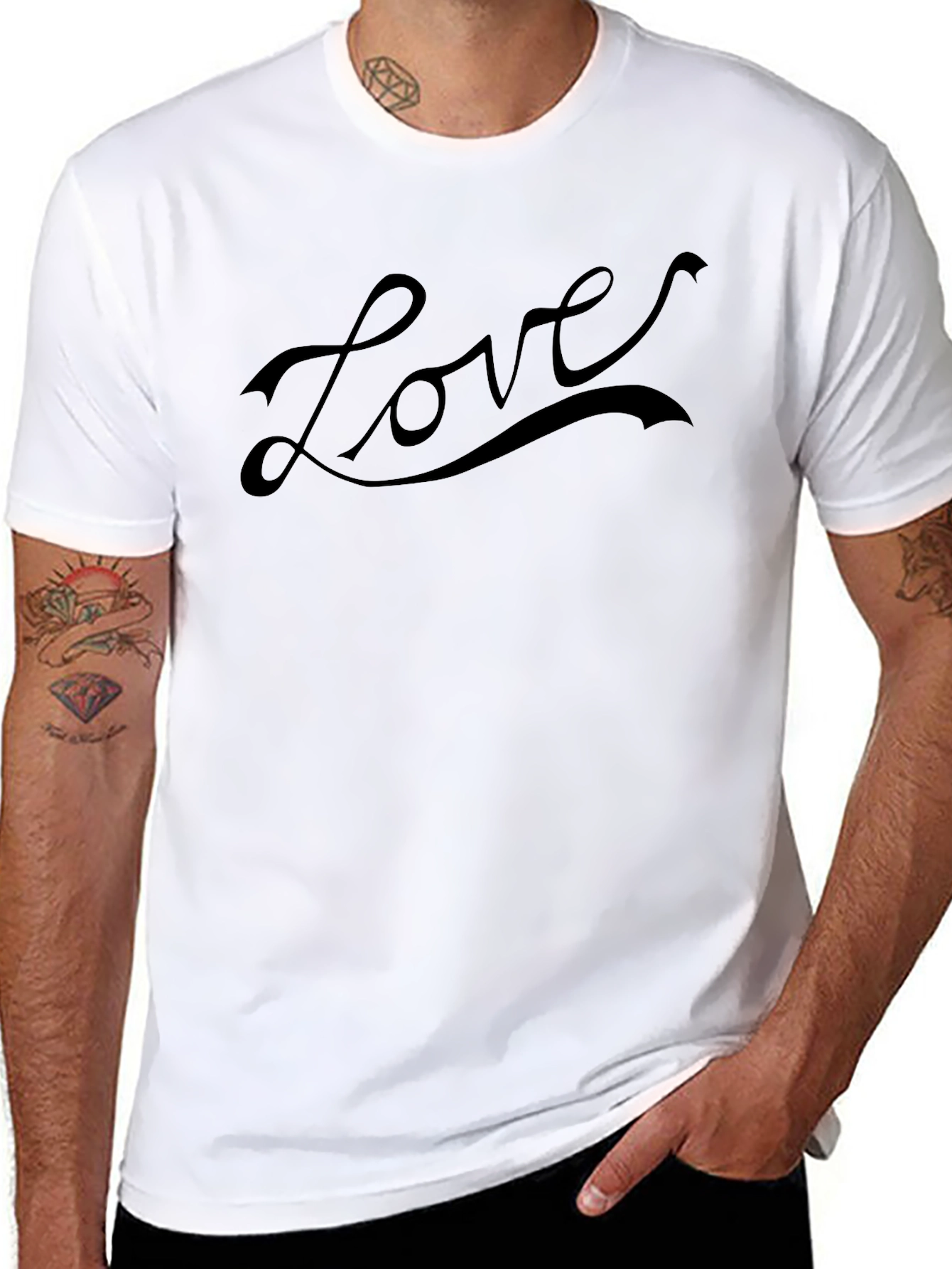 Love Graphic Print Mens Black T-Shirt