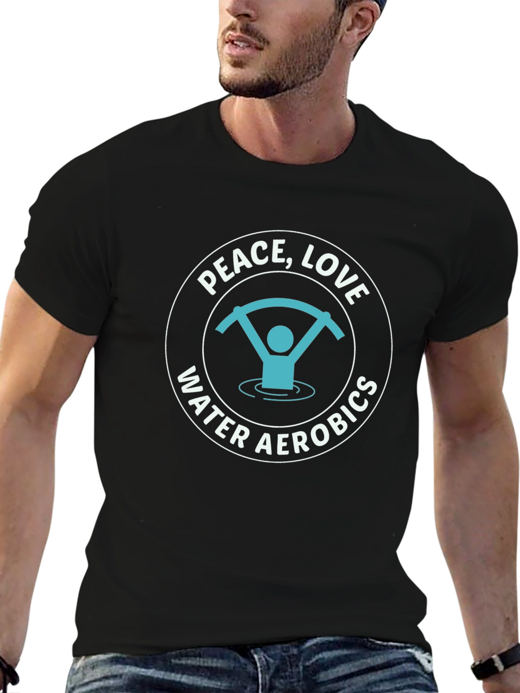 Peace Love Water Aerobics Graphic T-Shirt