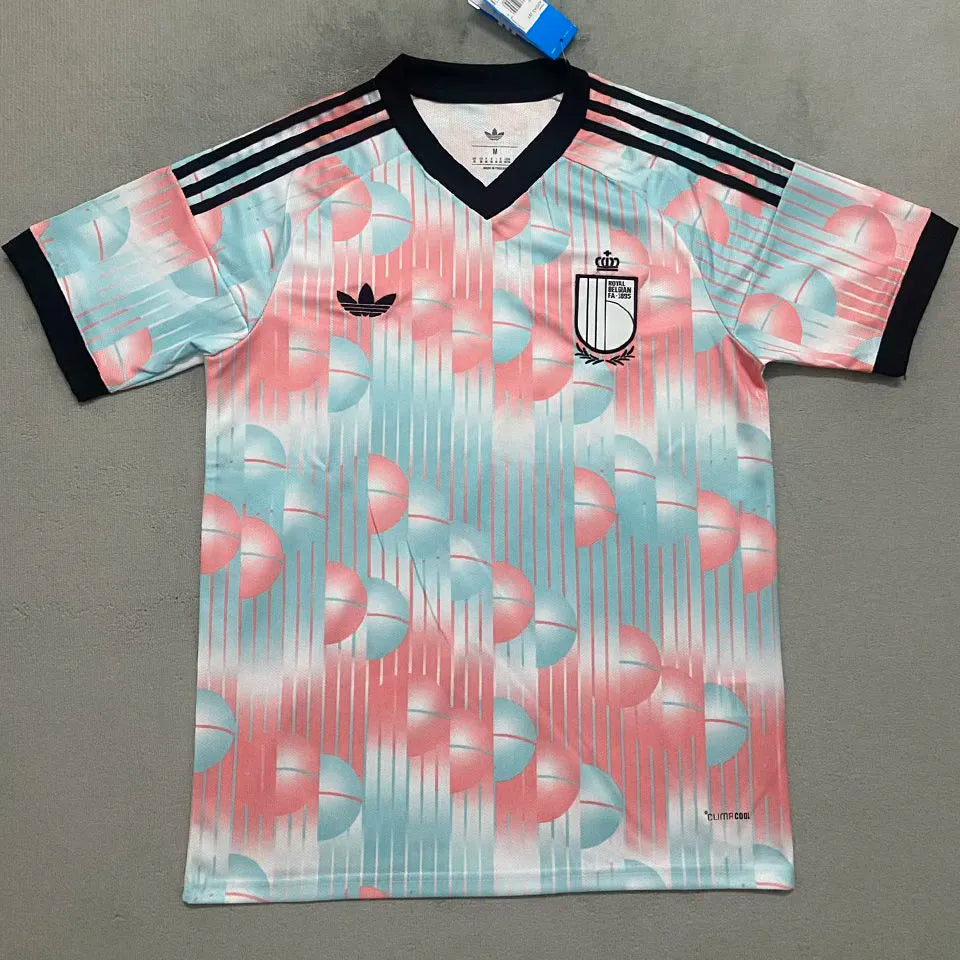 2026/27 Belgium Away Fans Soccer Jersey (Have Right Patch 有右臂章 黑底白字） Back