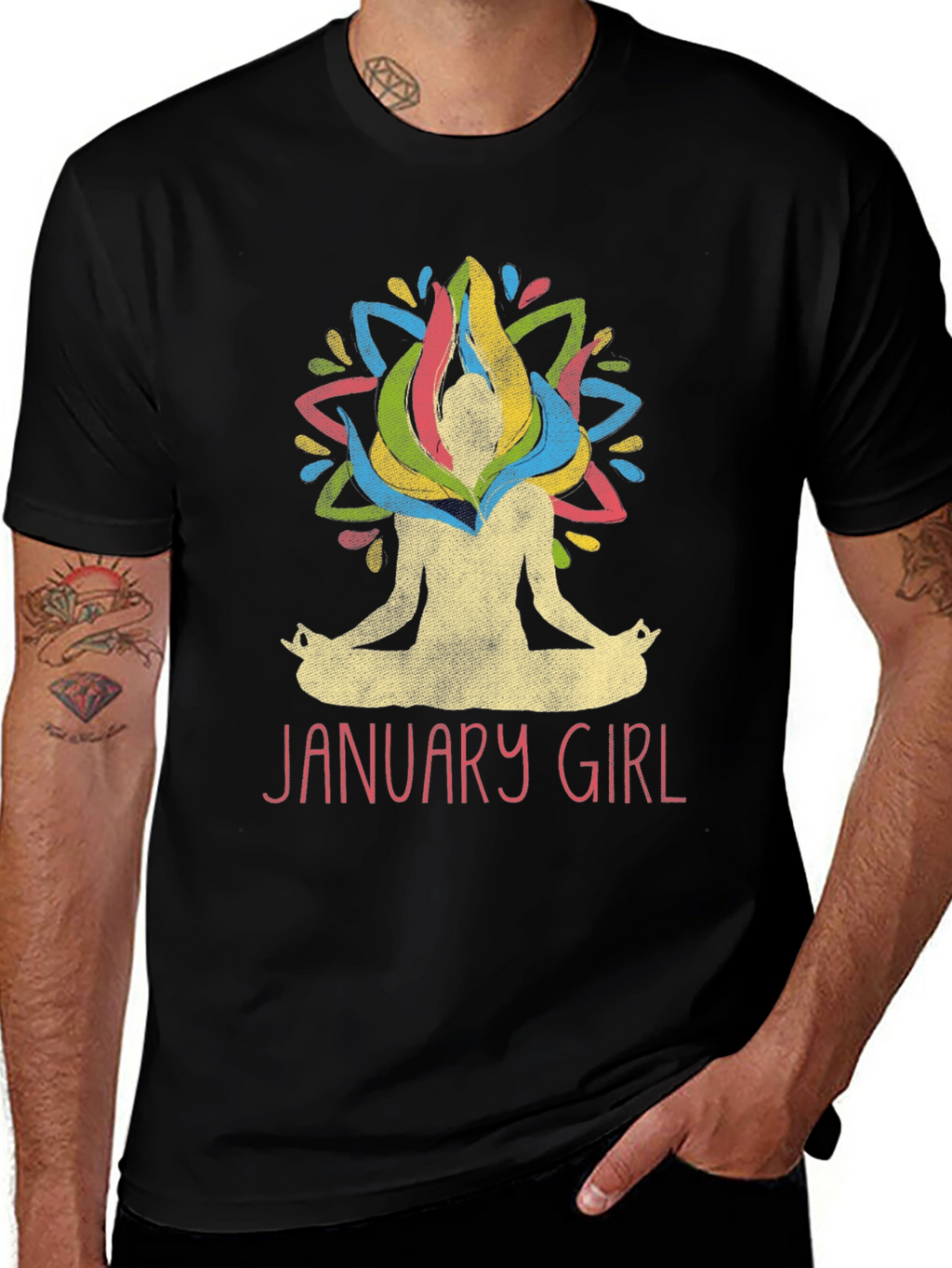 January Girl Meditation T-Shirt Yoga Lotus Birthday Tee