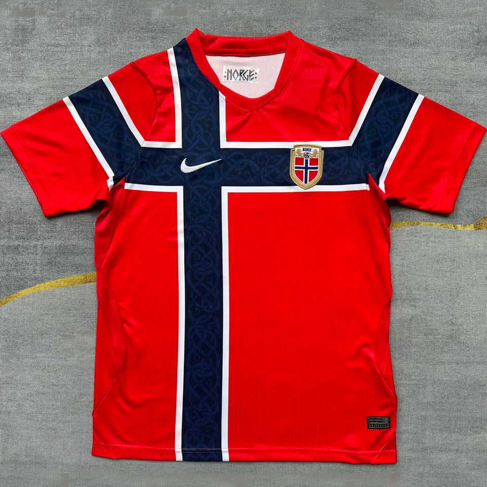 2026/27 Norway Home Red Fans Soccer Jersey (Have Right Patch 有右臂章 白底黑字） Detail 2