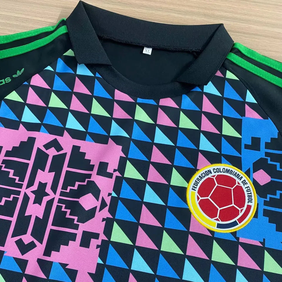 1990 Colombia Goalkeeper Retro Soccer Jersey Detail 1