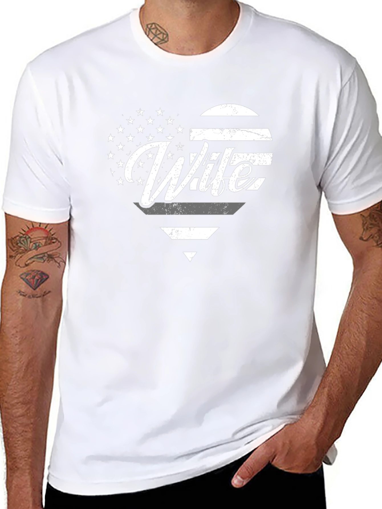 Wife American Flag Heart T-Shirt