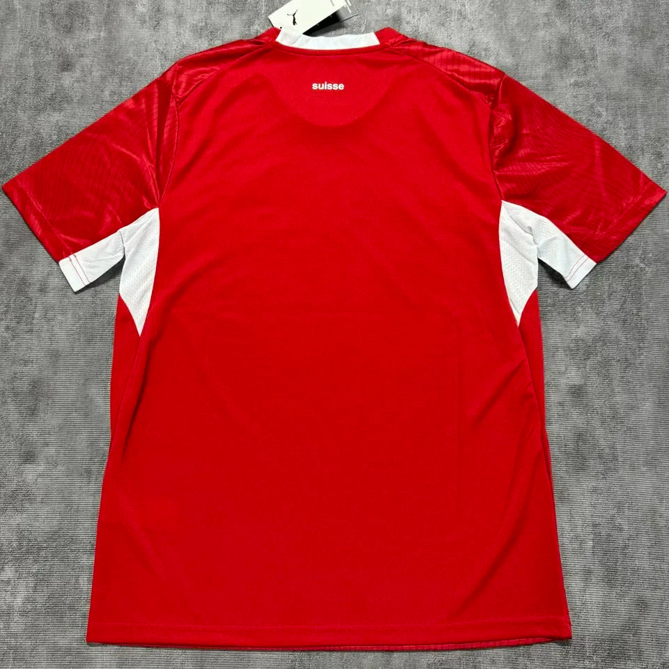 2026/27 Switzerland Home Red Fans Soccer Jersey Detail 2