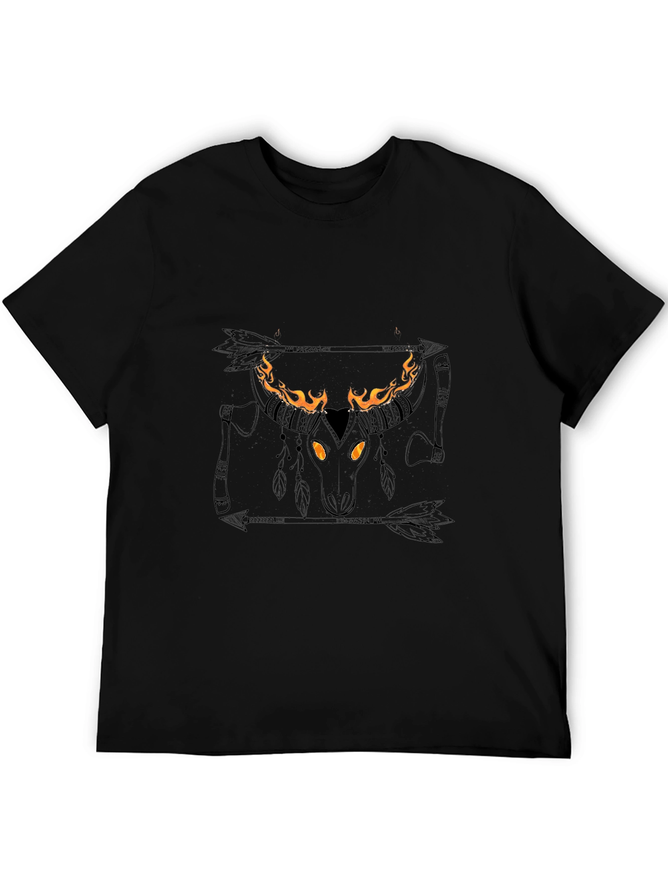 Flaming Bull Skull Graphic Tee