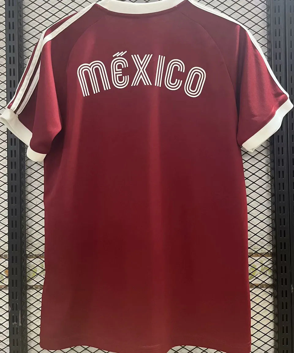 1985 Mexico Pink Retro Style Jersey (Have AD 带胸前广告) Detail 1