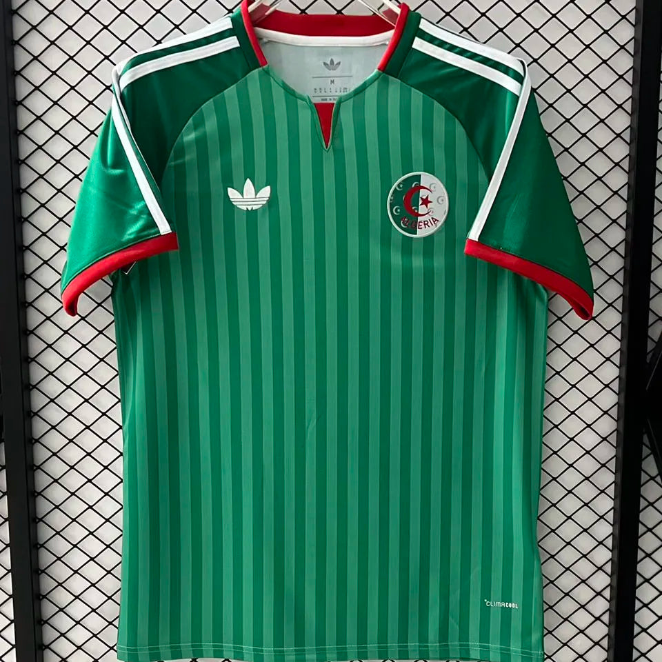 2026/27 Algeria Away Green Fans Soccer Jersey 无星 (Have Right Patch 有右臂章 白底黑字） Back