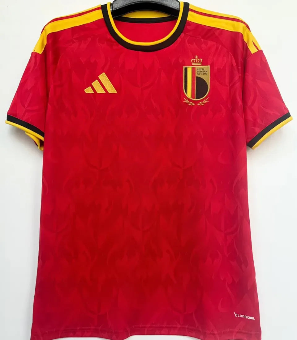 2026/27 Belgium 1:1 Quality Home Red Fans Soccer Jersey Detail 1