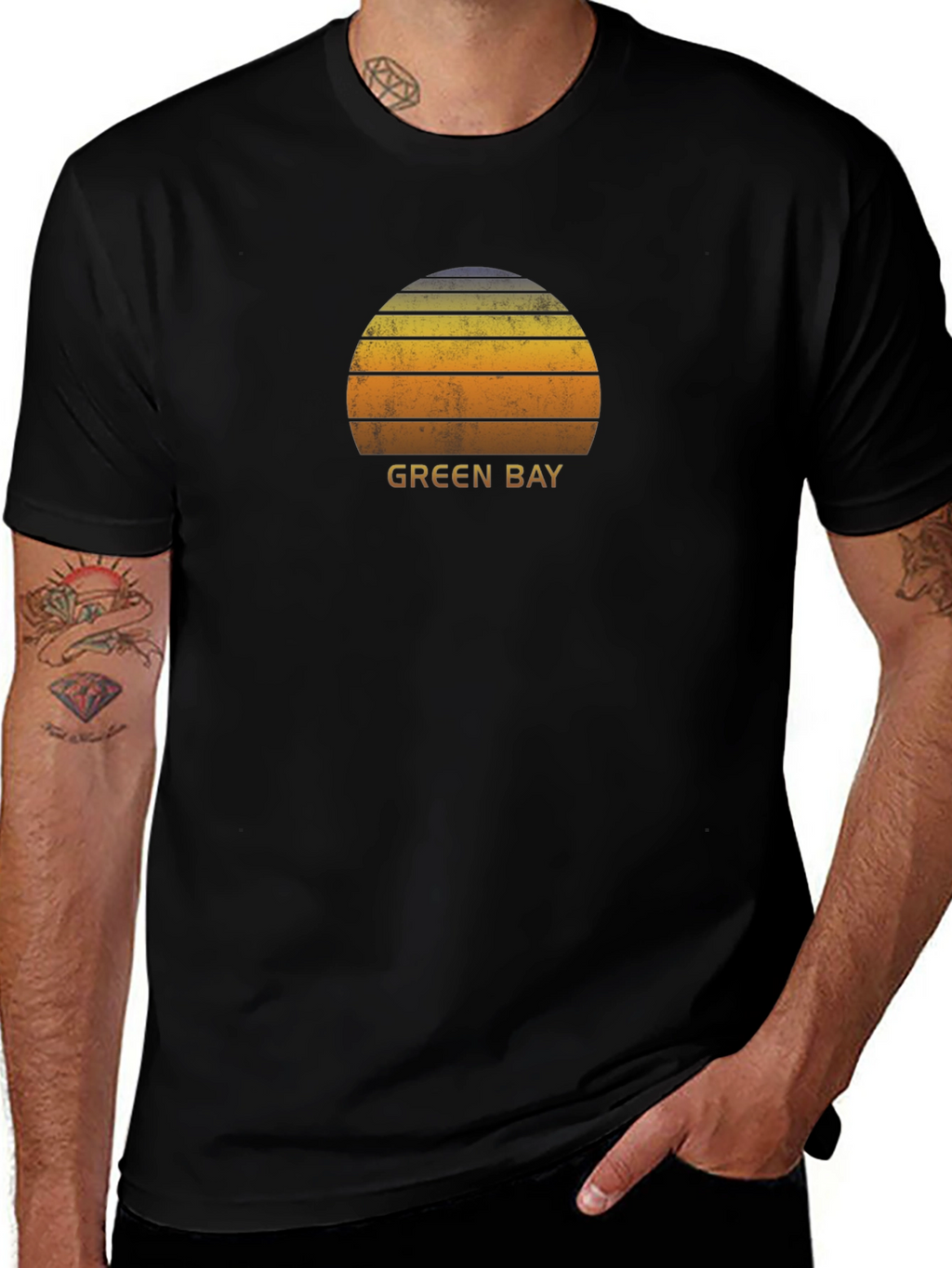 Green Bay Sunset Graphic T-Shirt - Retro Style