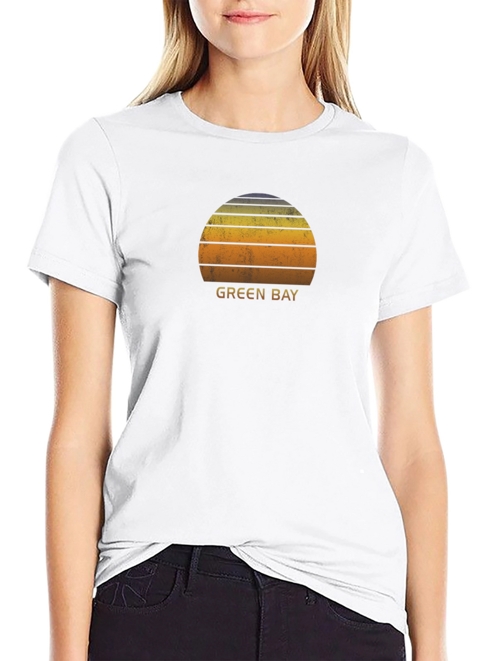 Green Bay Sunset Graphic T-Shirt - Retro Style