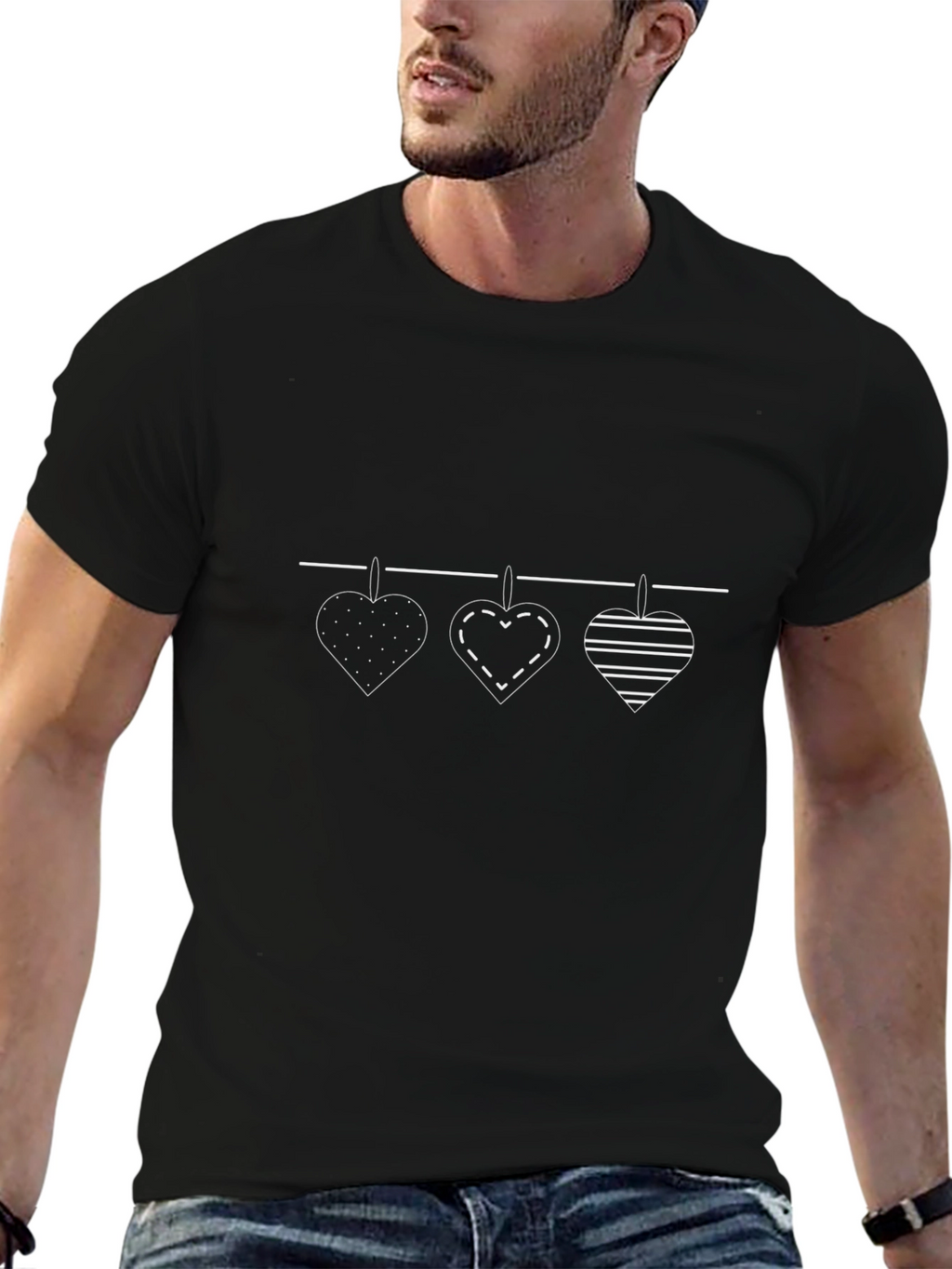 Heart Clothespin Black T-Shirt