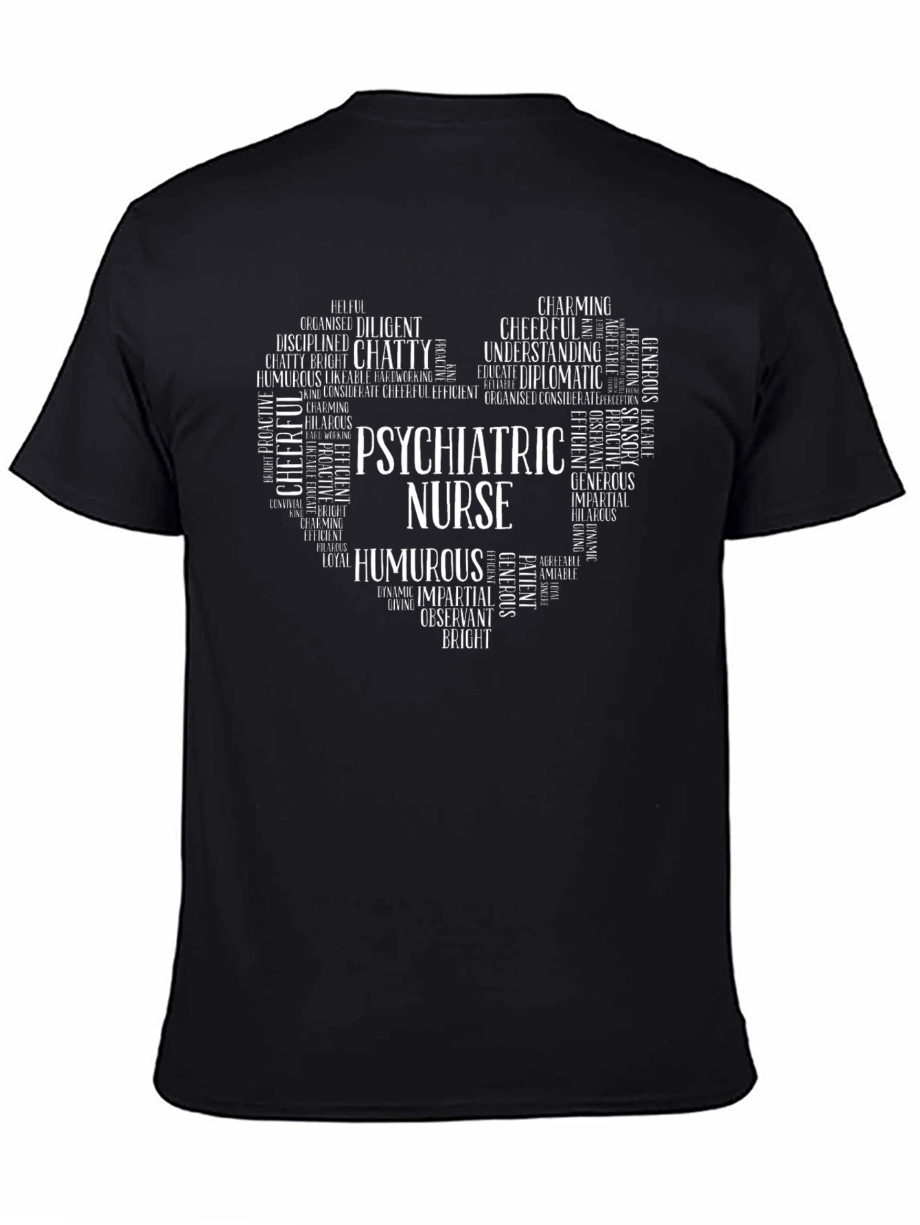 Psychiatric Nurse Heart Word Art Graphic T-Shirt